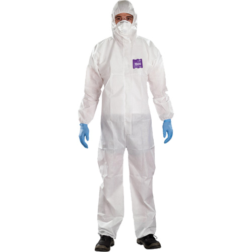 AlphaTec Microchem&reg; 3-Piece Chemical Resistant Coveralls with Hood, 2X-Large, White Rideout Tool & Machine Inc.
