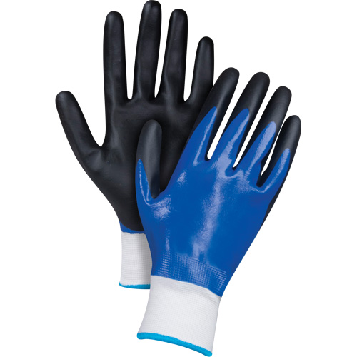 Gants enduits noir & bleu, T-Grand, R&ecirc;vetement Mousse de nitrile, Calibre 15, Enveloppe en Nylon Rideout Tool & Machine Inc.