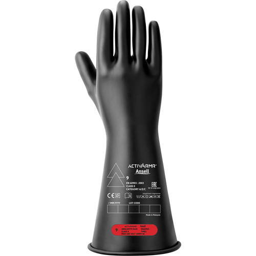 Gants isolants &eacute;lectriques, ASTM classe 0, Taille 10, 11" lo Rideout Tool & Machine Inc.
