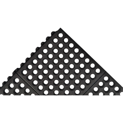 Tapis antifatigue &agrave; imbrication Cushion-Ease 550, &agrave; fentes, 3' x 3' x 3/4", Noir, Caoutchouc Rideout Tool & Machine Inc.