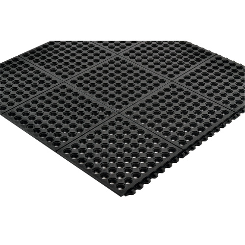 Tapis antifatigue &agrave; imbrication Cushion-Ease 550, &agrave; fentes, 3' x 3' x 3/4", Noir, Caoutchouc Rideout Tool & Machine Inc.