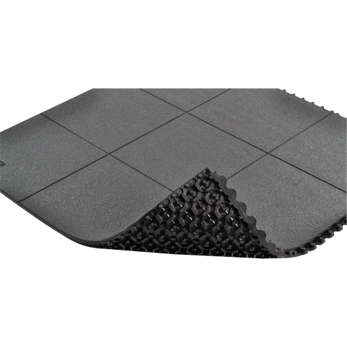Tapis antifatigue &agrave; imbrication Cushion-Ease, Rugueux, 3' x 3' x 3/4", Noir, Caoutchouc naturel Rideout Tool & Machine Inc.