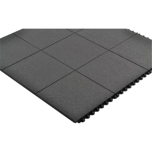 Tapis antifatigue &agrave; imbrication Cushion-Ease, Rugueux, 3' x 3' x 3/4", Noir, Caoutchouc naturel Rideout Tool & Machine Inc.