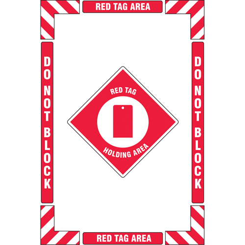 "Red Tag Holding Area" Floor Marking Kit, Adhesive, English with Pictogram Rideout Tool & Machine Inc.