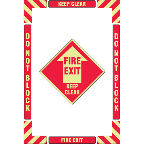 "Fire Exit" Floor Marking Kit, Adhesive, English with Pictogram Rideout Tool & Machine Inc.