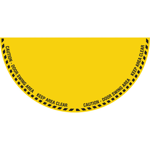 "Caution" Half Circle Swing Door Floor Sign, Adhesive, English with Pictogram Rideout Tool & Machine Inc.