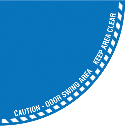 "Caution" Quarter Circle Swing Door Floor Sign, Adhesive, English with Pictogram Rideout Tool & Machine Inc.