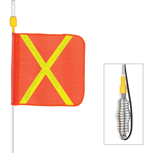 Safety Whip&reg; All-Weather Super-Duty Warning Whips with Constant LED Light, Spring Mount, 5' High, Orange with Reflective Rideout Tool & Machine Inc.