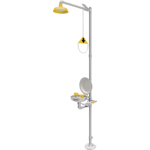 Douche durgence et douche oculaire combin&eacute;es, Socle Rideout Tool & Machine Inc.