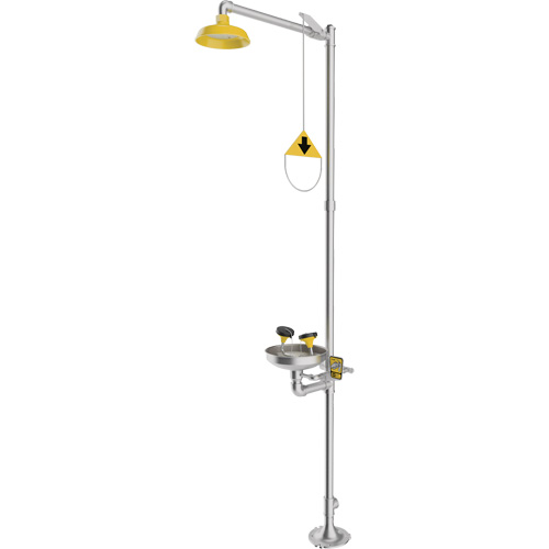 Douche durgence et douche oculaire combin&eacute;es, Socle Rideout Tool & Machine Inc.