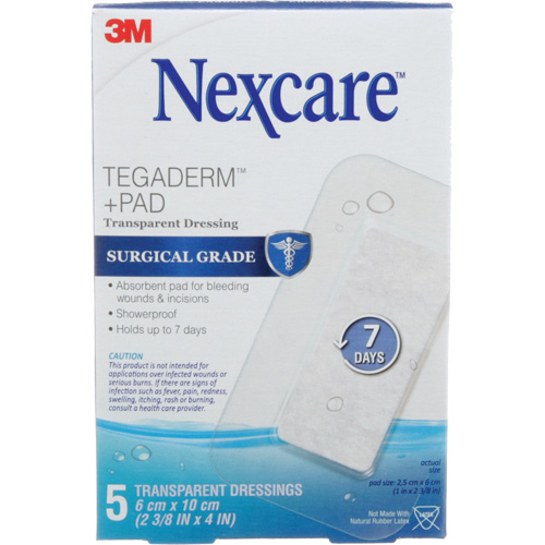 Nexcare Tegaderm + Pad Transparent Dressing, Rectangular/Square, 4", Plastic, Sterile Rideout Tool & Machine Inc.