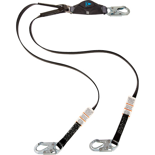 Anti-Corrosion Energy Absorbing Lanyard, 6', Snap Hook Center, Snap Hook Leg Ends, Polyester Rideout Tool & Machine Inc.
