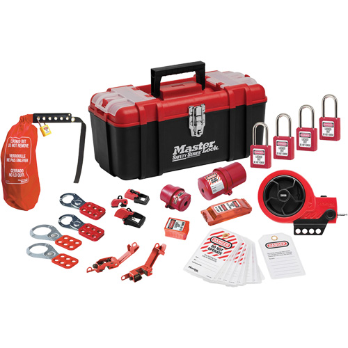 Trousse de cadenassage avec cadenas en thermoplastique de qualit&eacute; sup&eacute;rieure Zenex, Ensemble &eacute;lectrique, 21 composants compris Rideout Tool & Machine Inc.