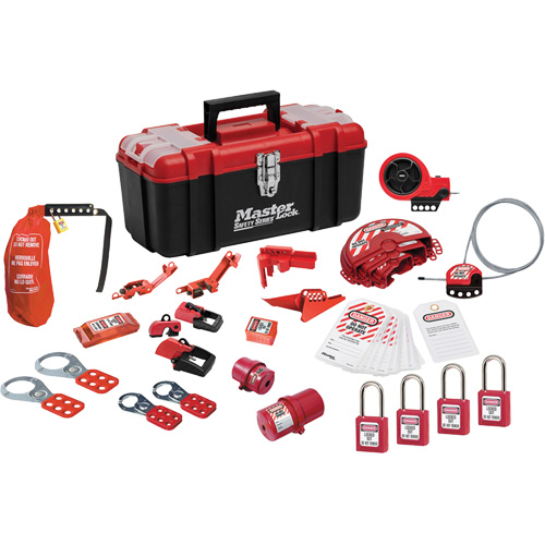 Trousse de cadenassage avec cadenas en thermoplastique de qualit&eacute; sup&eacute;rieure Zenex, Ensemble &eacute;lectrique/Vanne, 27 composants compris Rideout Tool & Machine Inc.