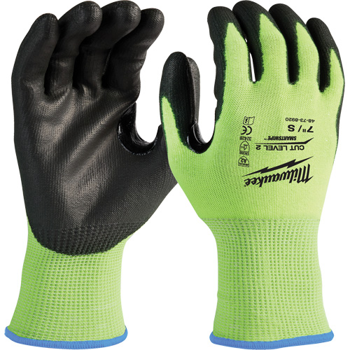 High-Visibility Cut-Resistant Gloves, Size Small, 15 Gauge, Nitrile/Polyurethane Coated, Polyethylene Shell, ANSI/ISEA 105 Level 2 Rideout Tool & Machine Inc.