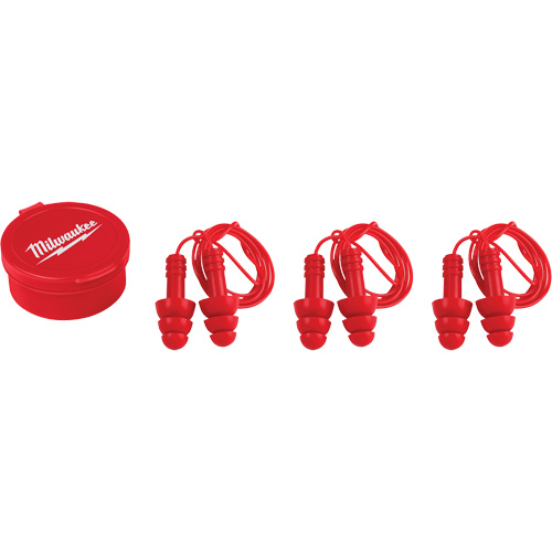 Bouchons doreilles r&eacute;utilisables, Avec cordon, Paire - Boîtier en plastique, 26 dB NRR, Taille unique Rideout Tool & Machine Inc.