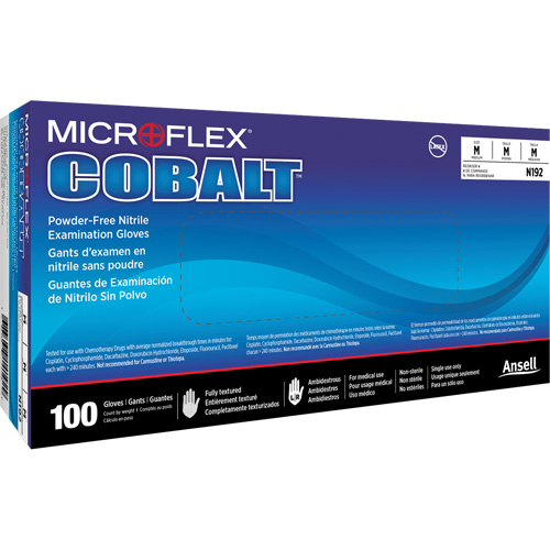 Microflex&reg; Cobalt&reg; N19 Multi-Purpose Exam Gloves, X-Small, Nitrile, 3.9-mil, Powder-Free, Blue, Class 2 Rideout Tool & Machine Inc.