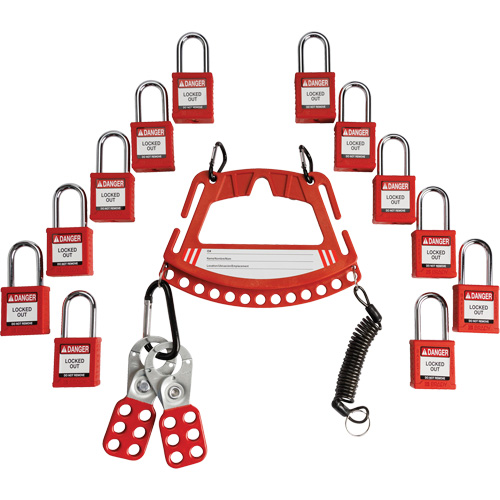 Lock & Tag Carrier with Keyed Alike Nylon Safety Lockout Padlocks Rideout Tool & Machine Inc.