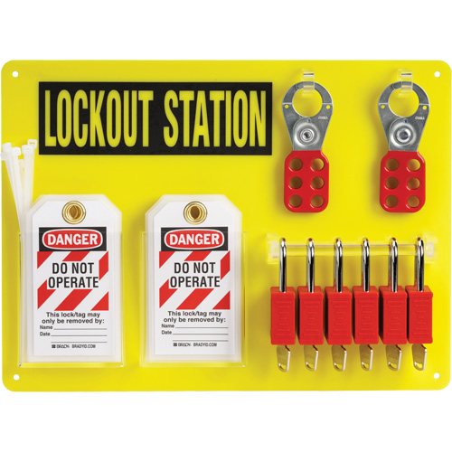 Lockout Board with Keyed Different Nylon Safety Lockout Padlocks, Plastic Padlocks, 6 Padlock Capacity, Padlocks Included Rideout Tool & Machine Inc.