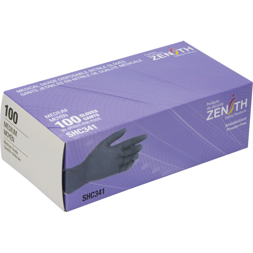 Medical Grade Disposable Gloves, Medium, Nitrile, 6-mil, Powder-Free, Black, Class 2 Rideout Tool & Machine Inc.