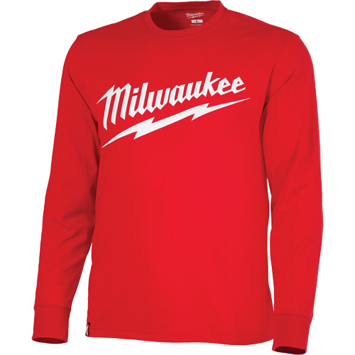 Chandail &agrave; manches longues tr&egrave;s r&eacute;sistant avec logo Milwaukee, Hommes, Petit, Rouge Rideout Tool & Machine Inc.