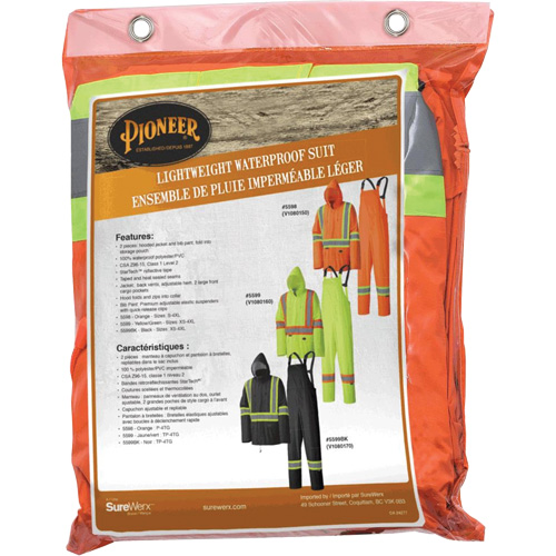 5598 Combinaison de pluie imperm&eacute;able et l&eacute;g&egrave;re, Polyester/PVC, Petit, Orange haute visibilit&eacute; Rideout Tool & Machine Inc.