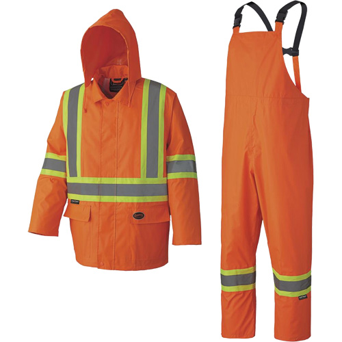 5608 210D Waterproof Rain Suit, Polyester/PVC, Small, High Visibility Orange Rideout Tool & Machine Inc.