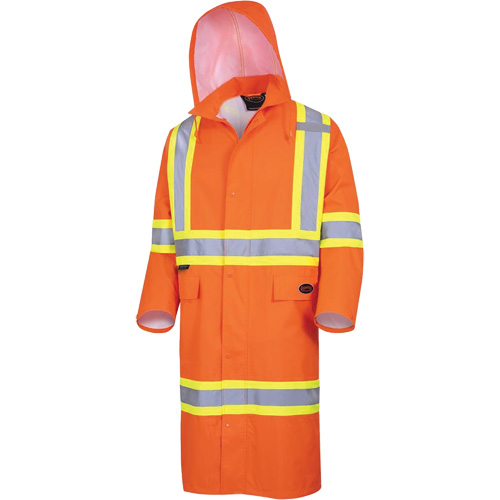 5630 The Rock 300D Waterproof Long Coat, Polyester, Small, High Visibility Orange Rideout Tool & Machine Inc.