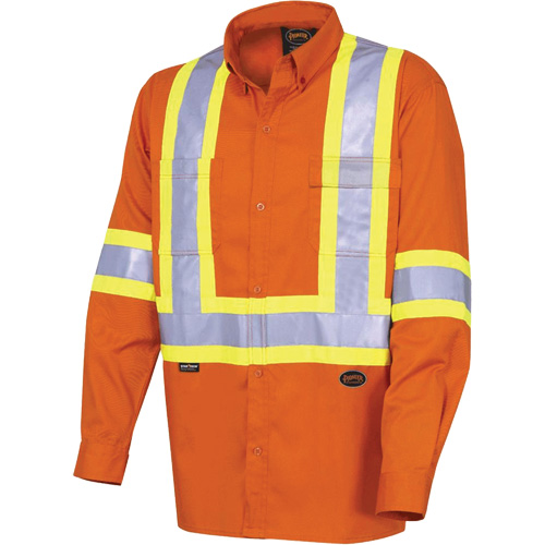 4441 Chemise de s&eacute;curit&eacute; &agrave; manches longues ultra respirante, Coton, Petit, Orange haute visibilit&eacute; Rideout Tool & Machine Inc.