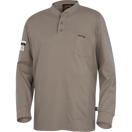 331 Chandail Henley en tricot interlock ignifuge, Petit, Beige Rideout Tool & Machine Inc.