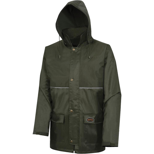 D8120J Nailhead Ripstop Tree Planter Hooded Jacket, Polyester/PVC, X-Small, Green Rideout Tool & Machine Inc.