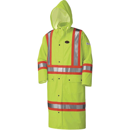 5897 Manteau long imperm&eacute;able et ignifuge, Grand, Jaune lime haute visibilit&eacute; Rideout Tool & Machine Inc.