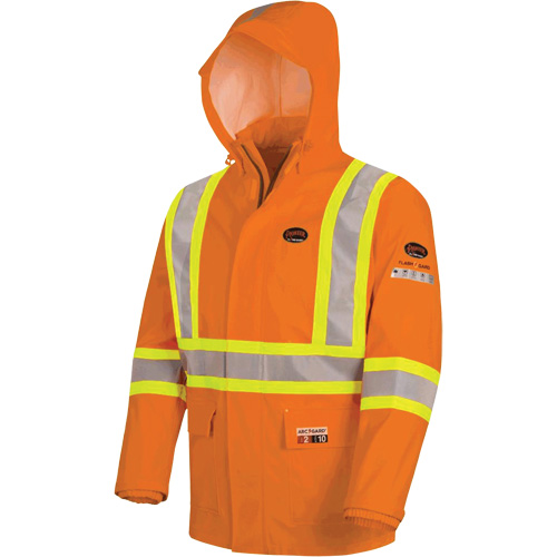 5880 Manteau de pluie ignifuge et protection contre les &eacute;clats d'arc &eacute;lectrique, T-petit, Orange haute visibilit&eacute;, 10 cal/cm² Rideout Tool & Machine Inc.
