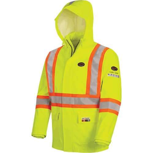 5881 Manteau de pluie ignifuge et protection contre les &eacute;clats d'arc &eacute;lectrique, T-petit, Jaune haute visibilit&eacute;, 10 cal/cm² Rideout Tool & Machine Inc.