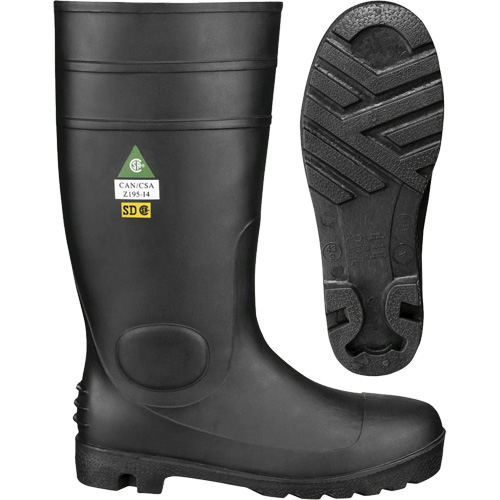 1022 Bottes de s&eacute;curit&eacute;, PVC, Embout Acier, Pointure 10, Semelle R&eacute;sistant aux perforations Rideout Tool & Machine Inc.