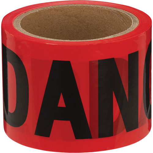 388 Danger Tape, Bilingual, 3" W x 200' L, 1.5 mils, Black on Red Rideout Tool & Machine Inc.