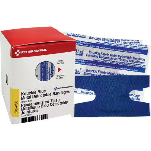 Knuckle Blue Detectable Bandages, Knuckle, Fabric Metal Detectable, Sterile Rideout Tool & Machine Inc.
