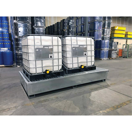 Ultra-Twin IBC Spill Pallet en acier, Capacit&eacute; de d&eacute;versement 370 gal. US, 103,8" x 26,8" x 51,1" Rideout Tool & Machine Inc.