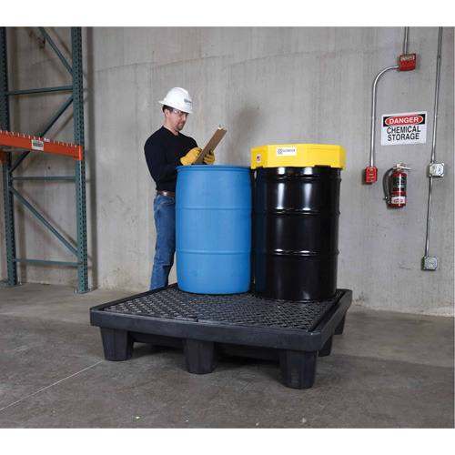 4-Drum Economy Ultra-Spill Pallet&reg;, 66 US gal. Spill Capacity, 53" x 53" x 11.8" Rideout Tool & Machine Inc.