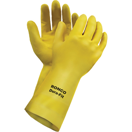 Dura-Fit Reusable Gloves, Size Small/7, 12" L, Latex, Flock-Lined Inner Lining, 20-mil Rideout Tool & Machine Inc.