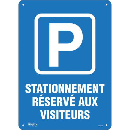 "Stationnement r&eacute;serv&eacute; aux visiteurs" Sign, 10" x 14", Plastic, French with Pictogram Rideout Tool & Machine Inc.