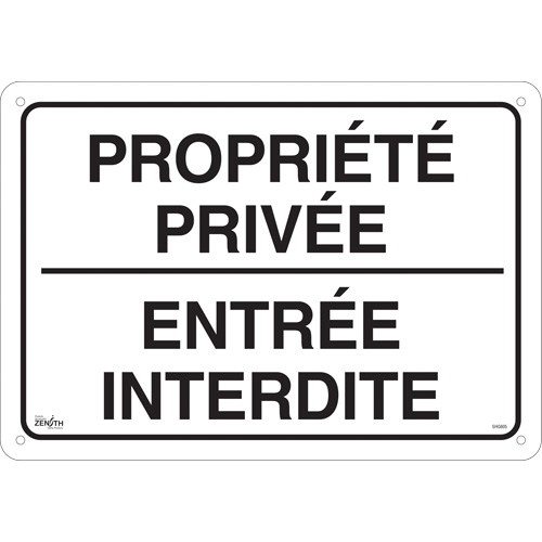 Enseigne  Propri&eacute;t&eacute; priv&eacute;e , 14" x 20", Aluminium, Français Rideout Tool & Machine Inc.
