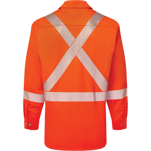 Ultrasoft&reg; Flame Resistant Deluxe Segmented Striped Work Shirt, Large, Orange Rideout Tool & Machine Inc.
