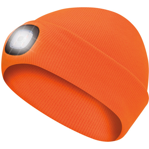 5675 Tuque en tricot avec lampe frontale &agrave; DEL, Doublure en Molleton, Taille unique, Orange haute visibilit&eacute; Rideout Tool & Machine Inc.