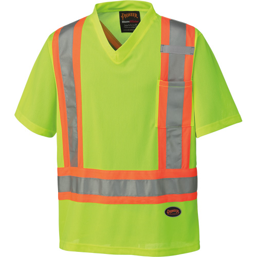 6989 Chandail pour la circulation en micromaille, T-petit, Jaune lime haute visibilit&eacute; Rideout Tool & Machine Inc.