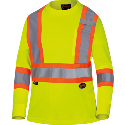 6969 Chandail de s&eacute;curit&eacute; &agrave; manches longues en il-de-perdrix pour femme, Polyester, T-petit, Jaune lime haute visibilit&eacute; Rideout Tool & Machine Inc.