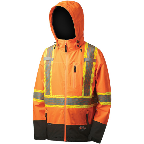 5220 Manteau de s&eacute;curit&eacute; imperm&eacute;able &agrave; coquille souple de premi&egrave;re qualit&eacute;, Polyester, Orange haute visibilit&eacute;, 2T-Grand Rideout Tool & Machine Inc.