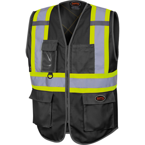 6959BK Veste de s&eacute;curit&eacute; haute visibilit&eacute; en tricot chaîne avec fermeture &agrave; glissi&egrave;re, Noir, T-petit, Polyester Rideout Tool & Machine Inc.