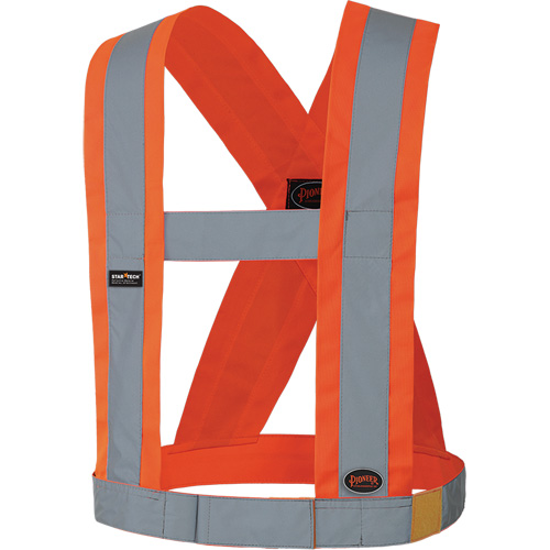 5491 Bretelles ajustables de s&eacute;curit&eacute; haute visibilit&eacute; de 4" de largeur, R&eacute;pond ou surpasse la norme CSA Z96 classe 2 - niveau 2, Orange haute visibilit&eacute;, Couleur r&eacute;fl&eacute;chissante Argent, Taille unique Rideout Tool & Machine Inc.