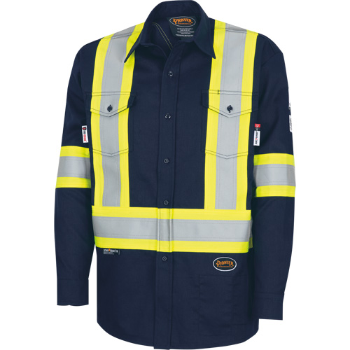 7742SF Chemise de s&eacute;curit&eacute; haute visibilit&eacute; r&eacute;sistant aux arcs &eacute;lectriques 88/12 FR-Tech, Petit, Bleu marin Rideout Tool & Machine Inc.